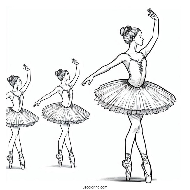 Ballerina Standing On Toes To Color