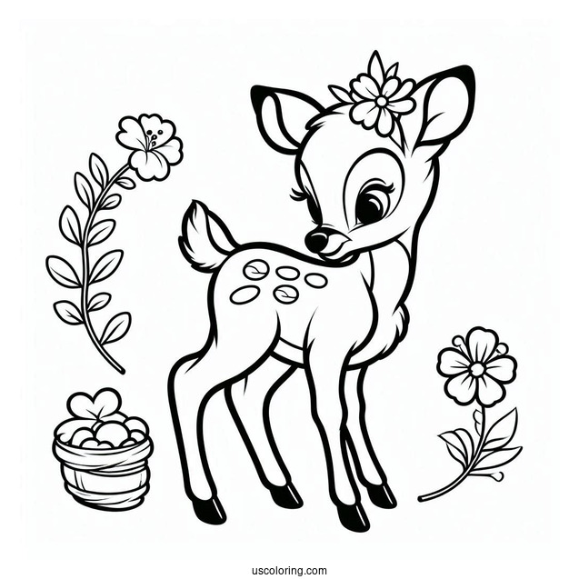 Easy Coloring Page Of Bambi For Preschoolers