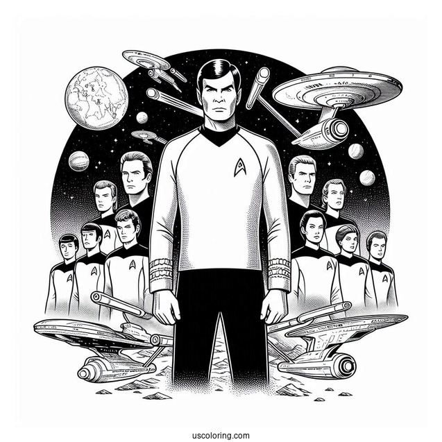 Star Trek Coloring Page Of Next Generation Poster Of Crew