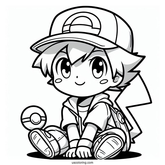 Coloring Page Of Ash From Pokemon