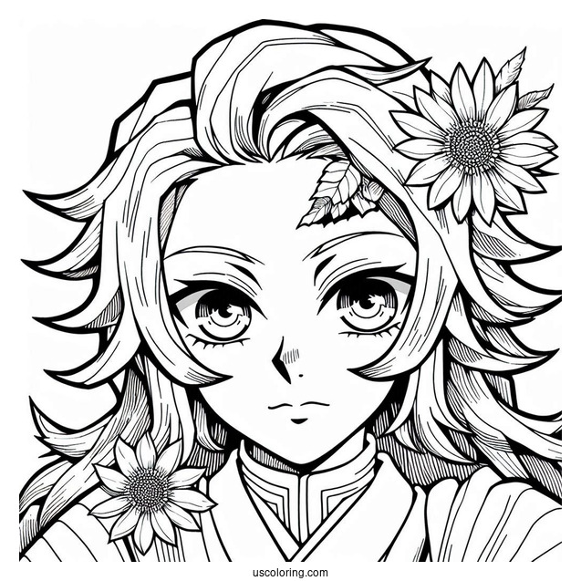 Tanjiro Coloring Page With Kyojuro Rengoku
