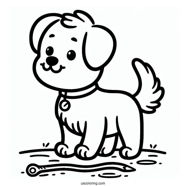 Easy Outline Of Dog With Stick