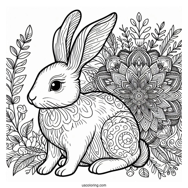 Intricate Rabbit Coloring Page Mandala