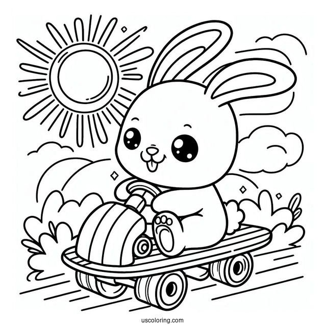 Sunny Bunnies Coloring Page Turbo On A Skateboard