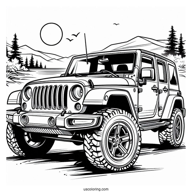 Jeep Wrangler Coloring Page For Kids