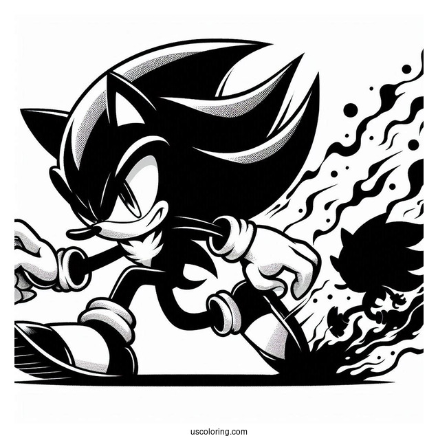 Shadow Coloring Page Attacking Sonic