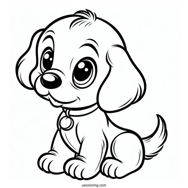 Cute Coloring Page Of Puppy Pluto For Kids