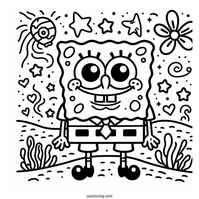 Easy Outline Of SpongeBob To Color For Kids