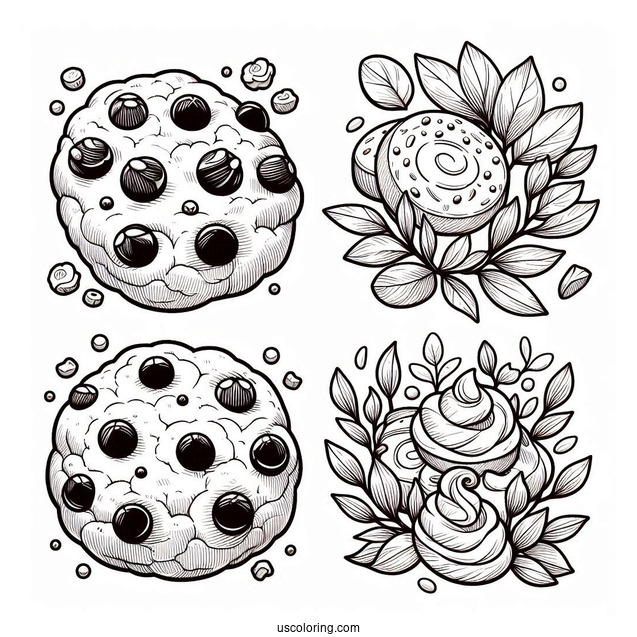 Chocolate Chip Cookies Coloring Sheet