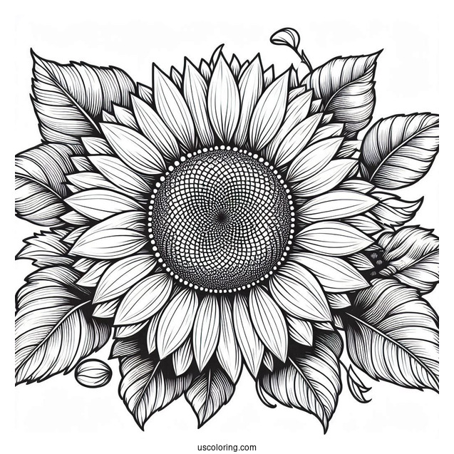 Big Bold Sunflower Coloring For Adults