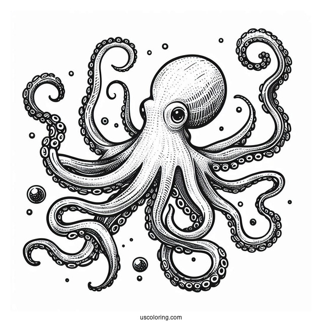 Realistic Octopus Coloring Page