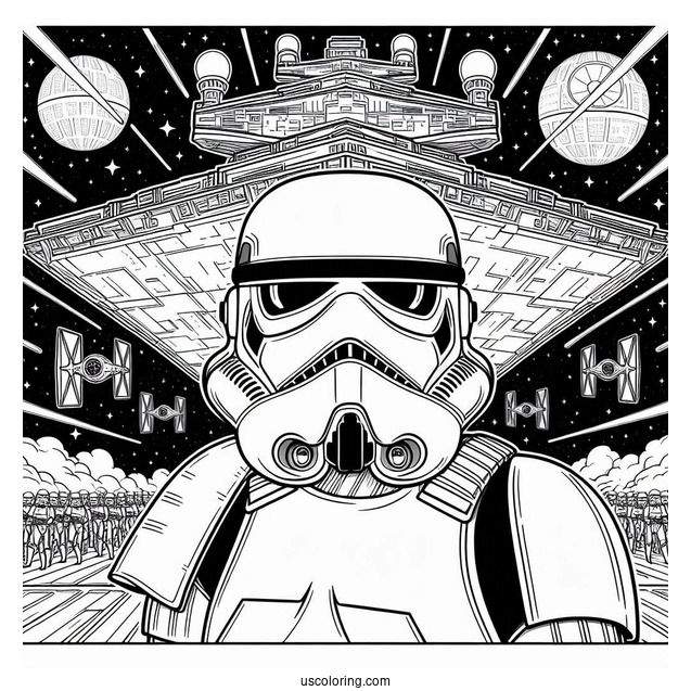 Detailed Stormtrooper Coloring Page In A Star Destroyer
