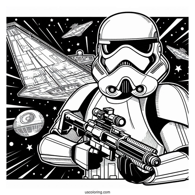 Detailed Stormtrooper Coloring Page In A Star Destroyer