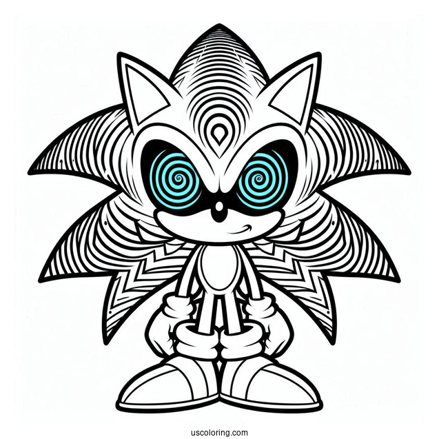 Evil Super Sonic Coloring Page With Hypnotic Eyes