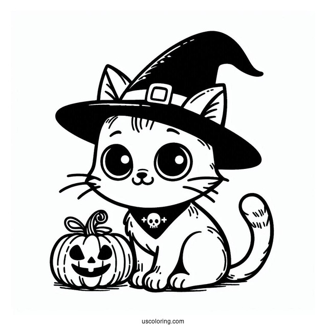 Halloween Themed Pete The Cat Coloring Page