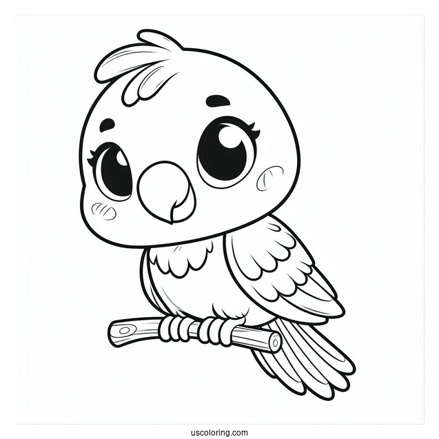 Coloring Sheet Of Cute Parrot For Preschoolers