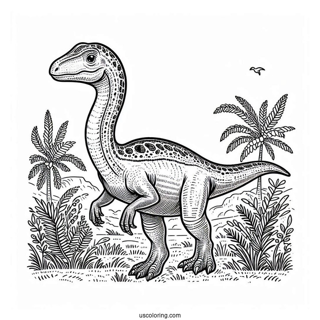 Compsognathus Dinosaur Coloring Sheet For Kids