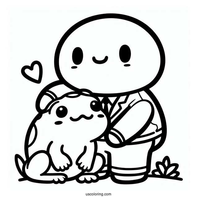 Toad Hugging Shy Guy Coloring Page