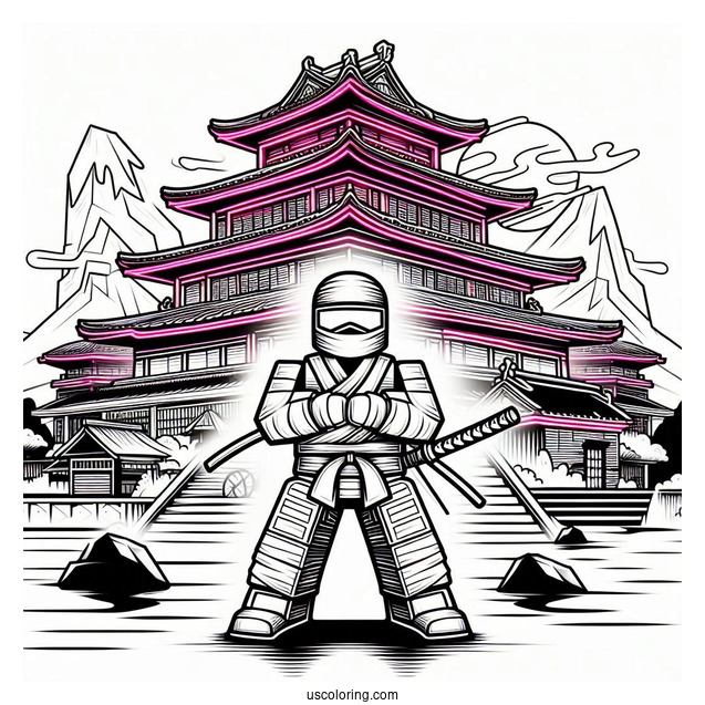 Roblox Neon Ninja In Front Of Japanese Castle