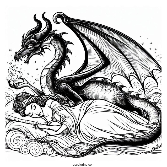 Sleeping Beauty Dragon Maleficent Coloring Page