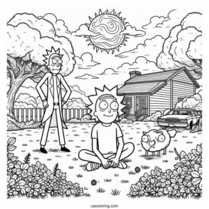 Rick and Morty Coloring Page Of Beth Smith in the Yard