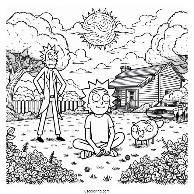 Rick and Morty Coloring Page Of Beth Smith in the Yard