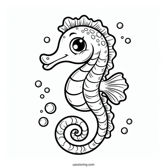 Cartoon Seahorse Coloring Sheet