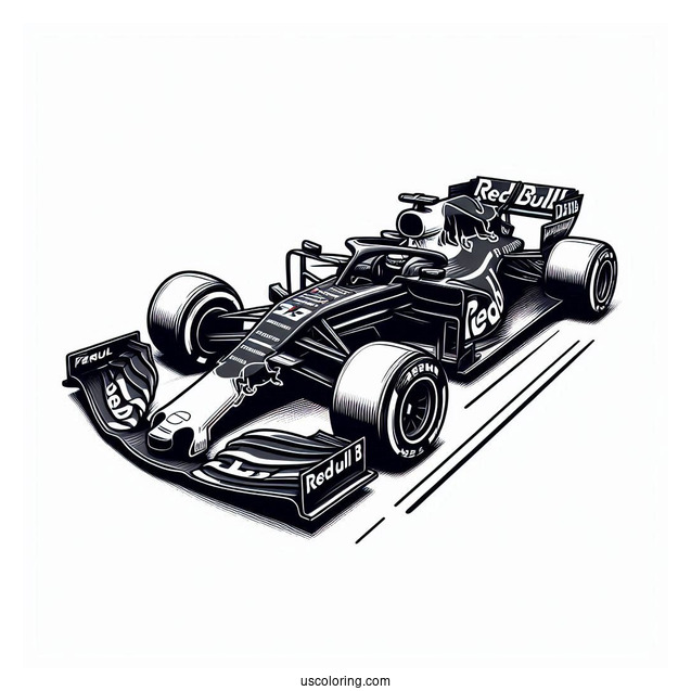 Red Bull RB16B F1 Coloring Page Race Car