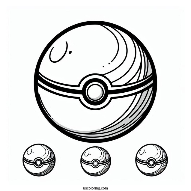 Full Page Pokéball Coloring Page In Different Designs