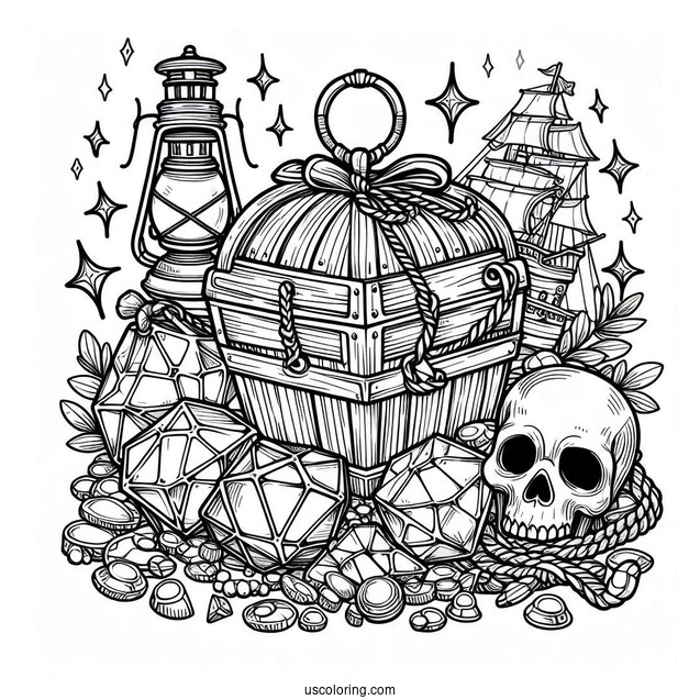 Pirates Gold and Gem Bounty To Color