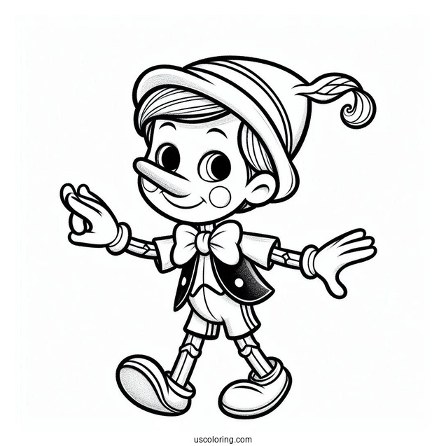 Cute Puppet Pinocchio Coloring Page Dancing For Kids