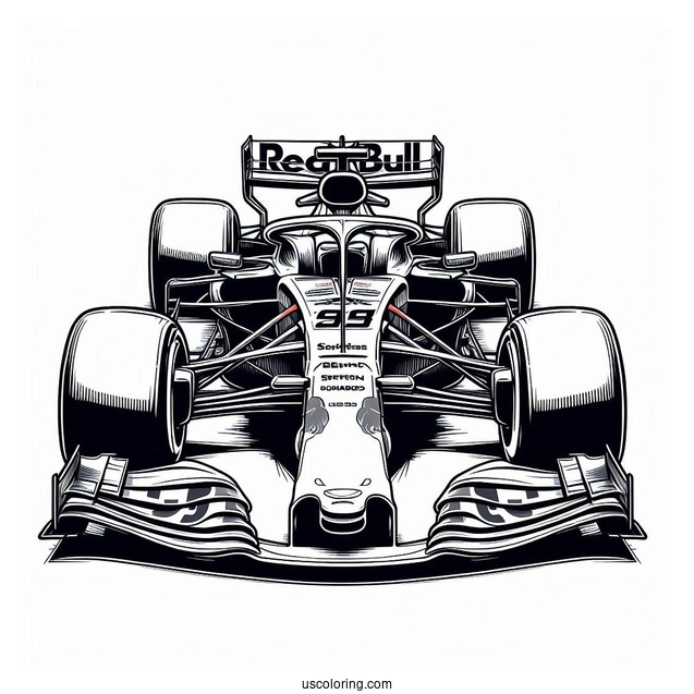 F1 Coloring Page Of Red Bull Max Verstappen Race Car