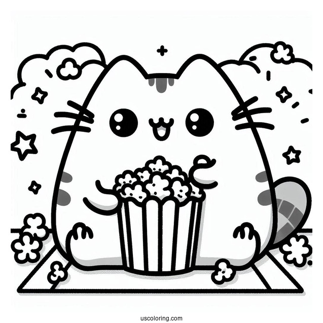 Pusheen And Stormy Eating Popcorn