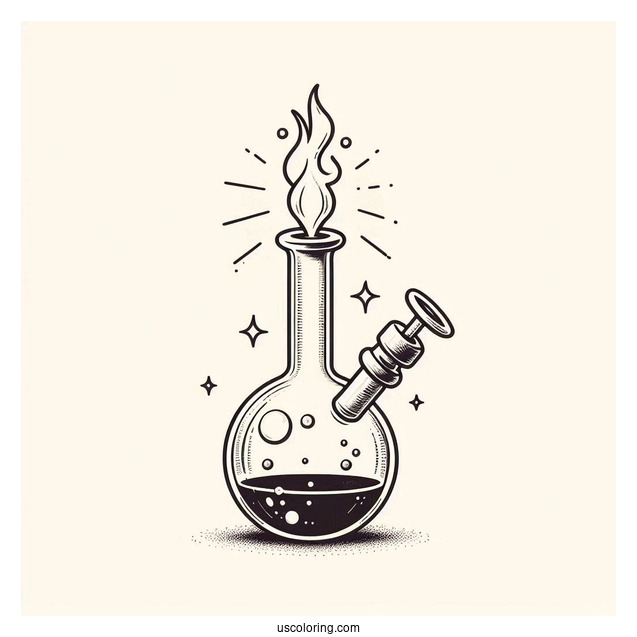 Bunsen Burner Heating Up A Flask Science Coloring Page