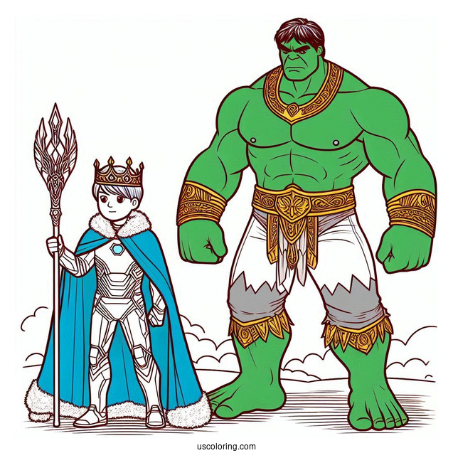 Iron Man Standing Beside Hulk Coloring Page In The City