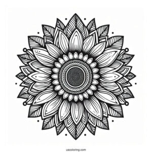 Coloring Mandala Sunflower For Adults
