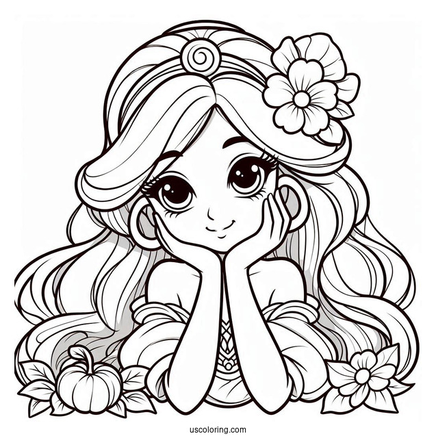 Cute Princess Coloring Page Of Jasmine