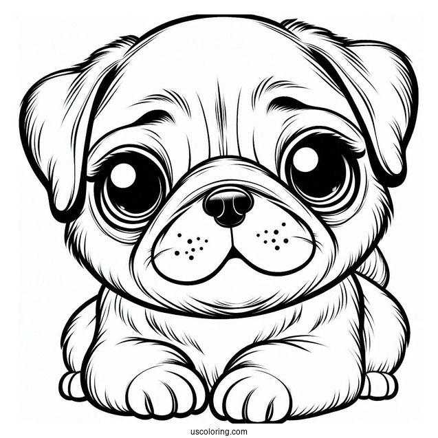 Pug With Cute Puppy Eyes To Color