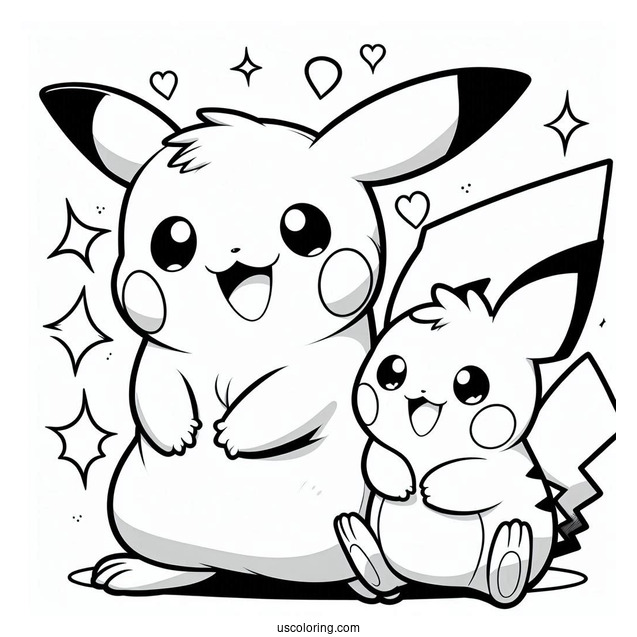 Happy Pikachu And Raichu Coloring Page Pokemon Poster