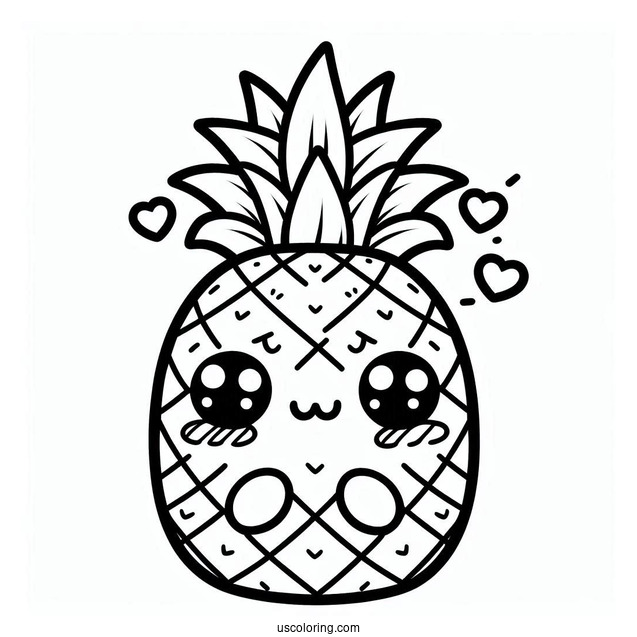 Kawaii Pineapple Coloring Page