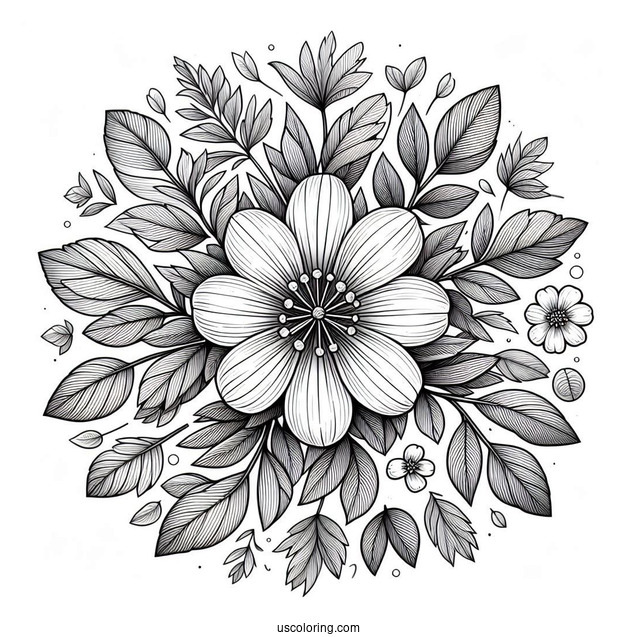 Top View Of Spring Flower With Tons Of Leaves