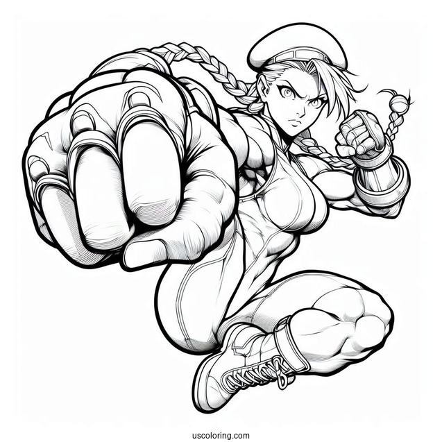 Street Fighter Coloring Page Of Cammy White In Battle Pose