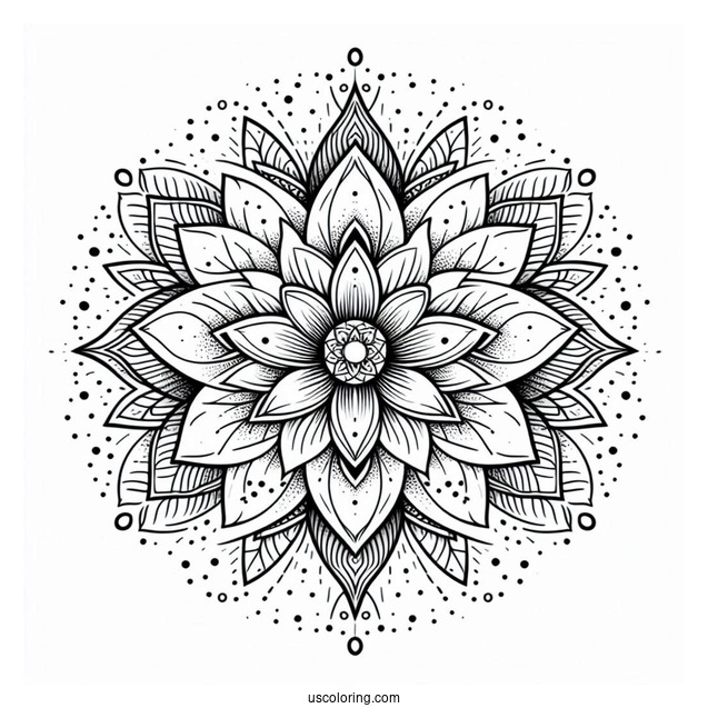 Magical Lotus Flower Mandala Coloring Page
