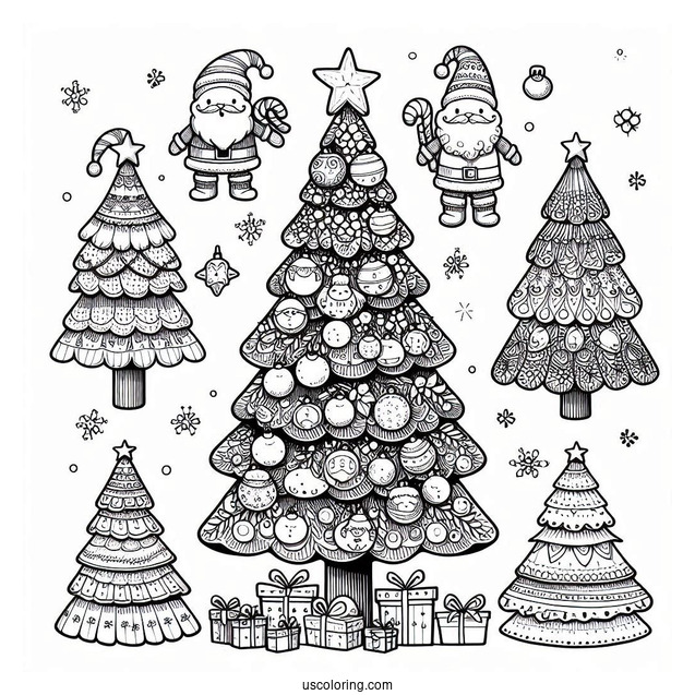 Christmas Trees With Mini Santas