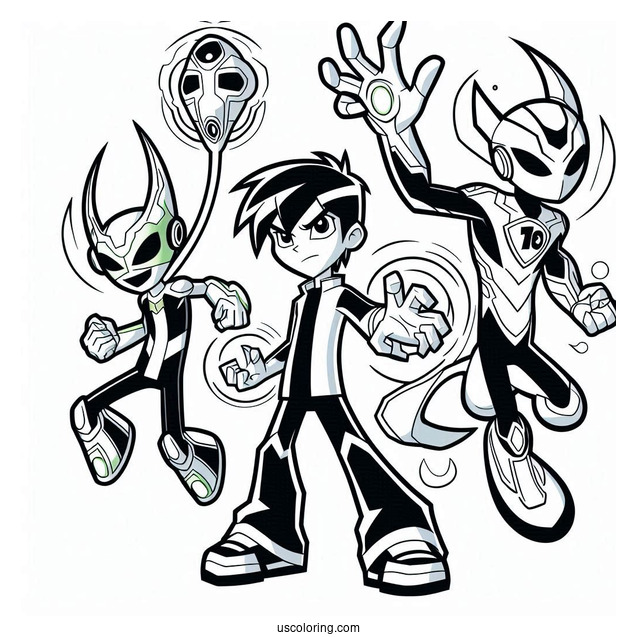 Ben 10 Coloring Page Of Ben Tennyson With Original Alien Transformations