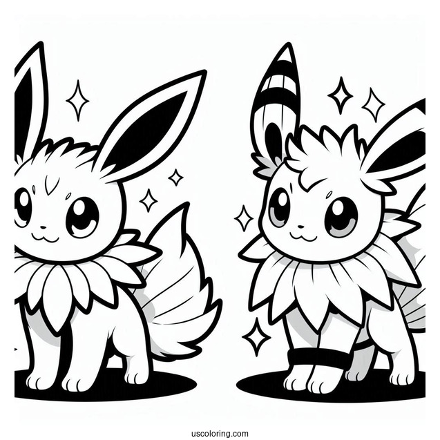 Jolteon Coloring Page Alongside Umbreon