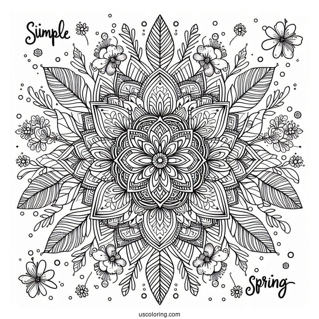 Intricate Spring Flower Mandala With Words At The Center