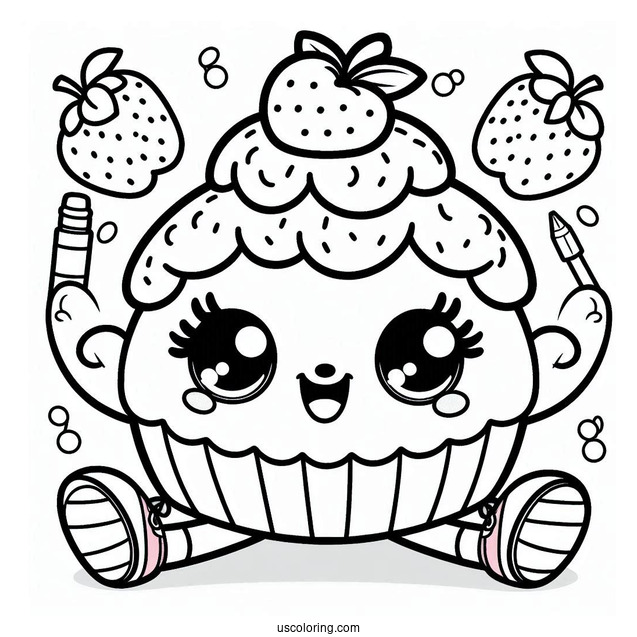 Happy Fifi Fruit Tart Shopkins Coloring In