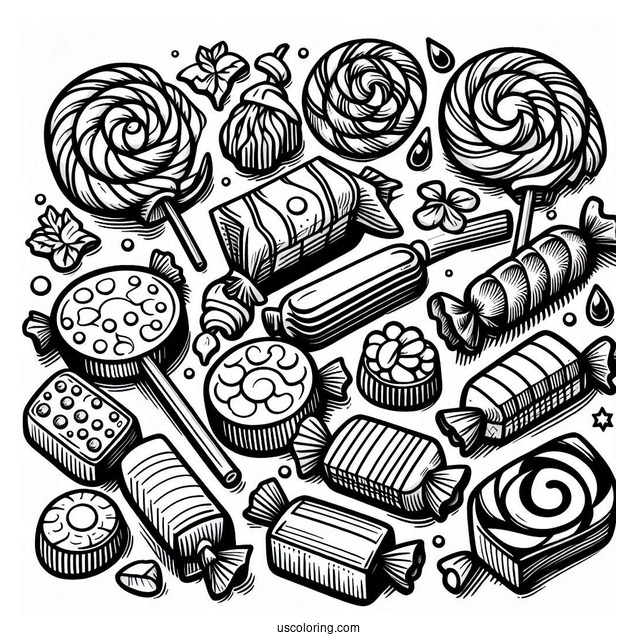 Assorted Licorice Coloring Page