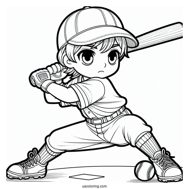 Baseball Batter Ready For a Pitch To Color